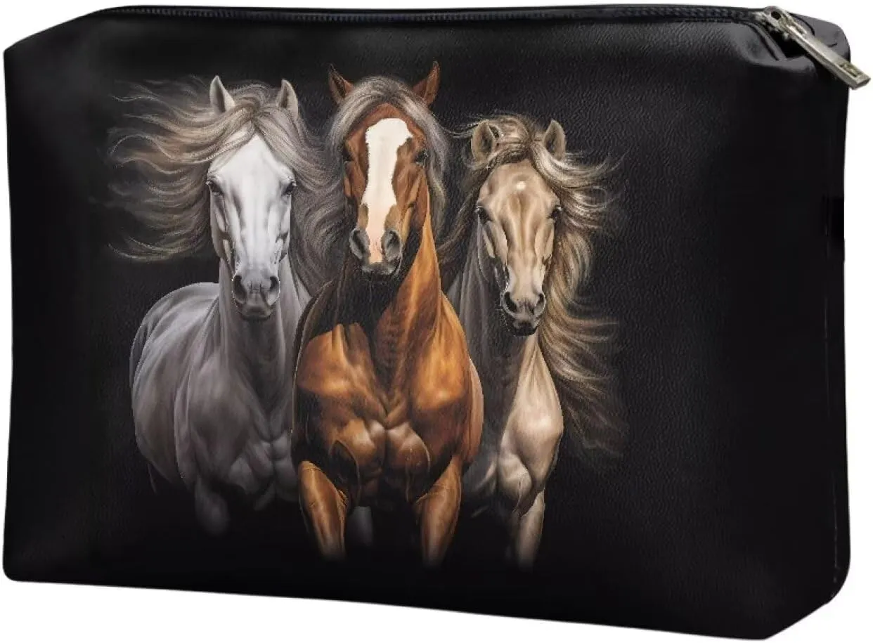 Black Horse Travel Toiletry Bag Women's Makeup Organizer Cosmetic Bags Multi-Purpose Travel Toiletry Zipper Bags