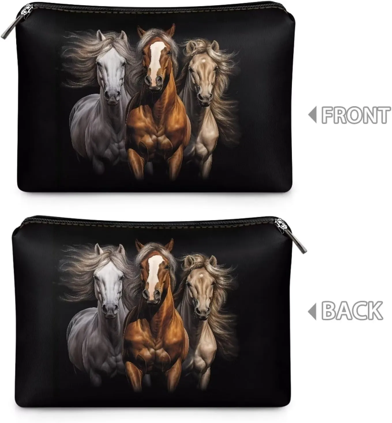 Black Horse Travel Toiletry Bag Women's Makeup Organizer Cosmetic Bags Multi-Purpose Travel Toiletry Zipper Bags