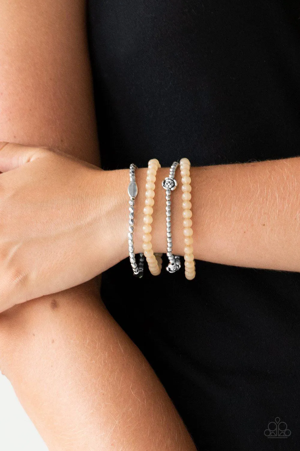 Blooming Buttercups Brown and Silver Bracelet Set - Paparazzi Accessories