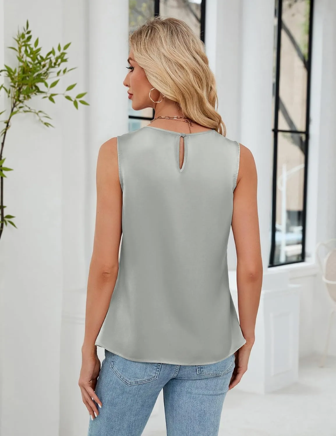 BMJL Women's Silk Satin Tank Top Summer Business Casual Outfit 2025 Sleeveless Work Dressy Shirt