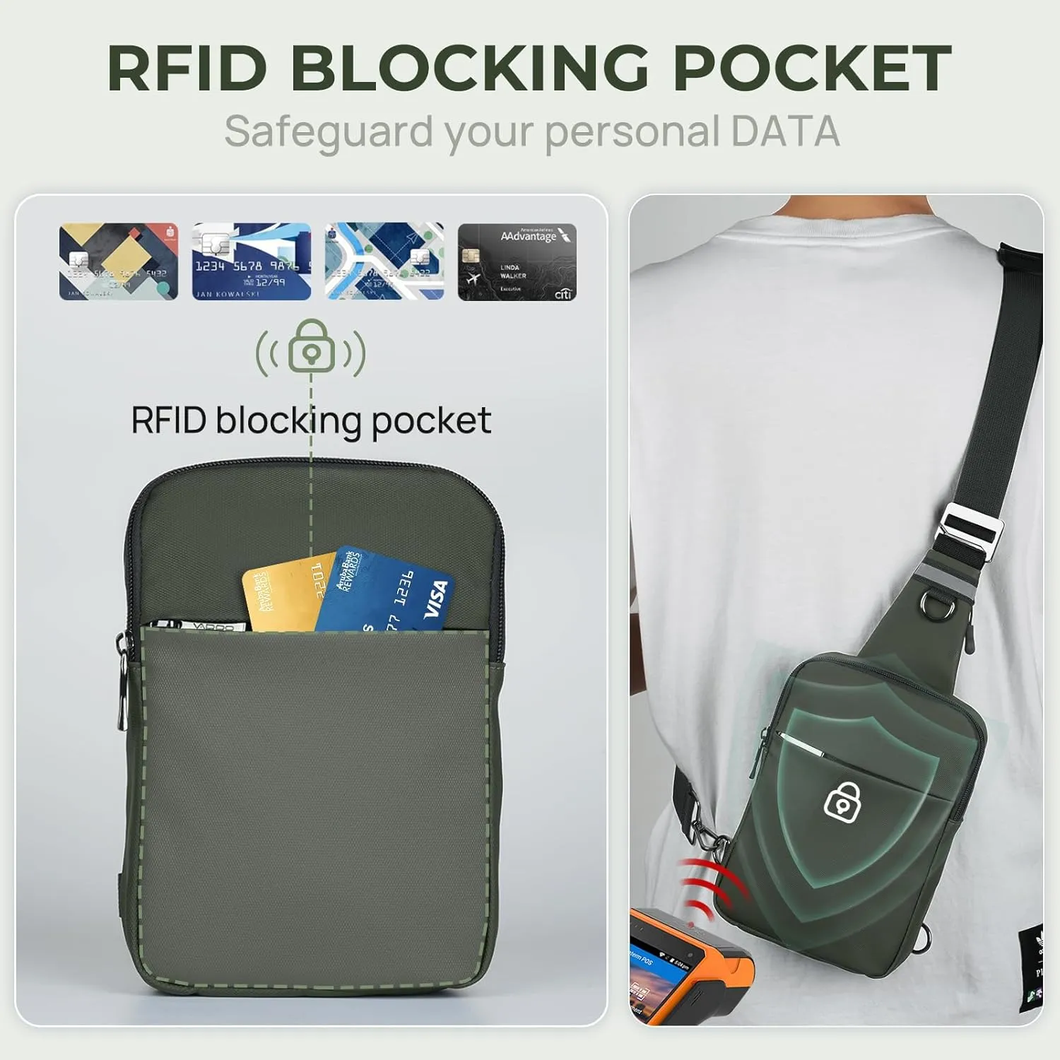 BROADREAM Upgrated Mini Sling Bag Small Crossbody Bags with RFID Blocking Waterproof Phone Chest Bag for Travel
