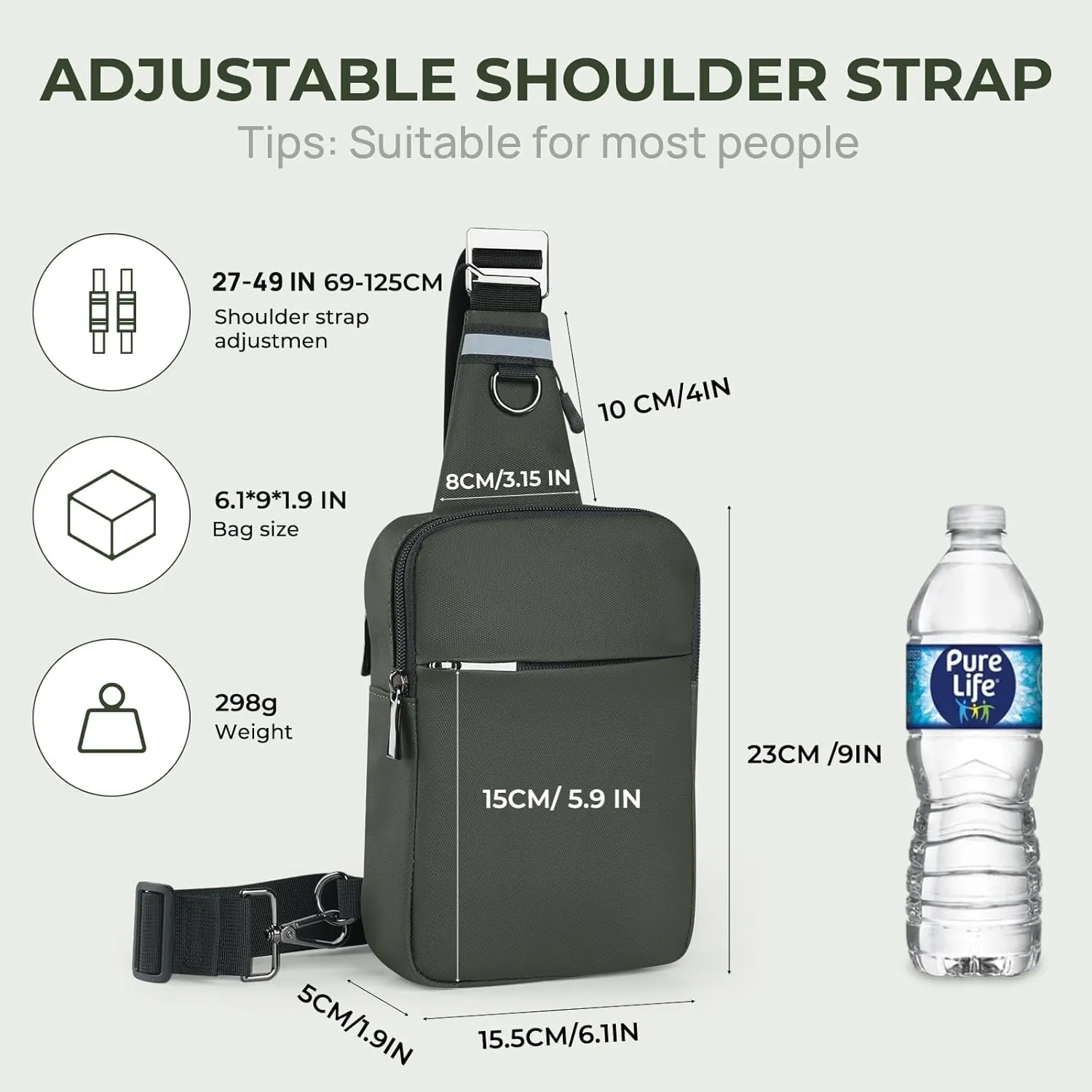 BROADREAM Upgrated Mini Sling Bag Small Crossbody Bags with RFID Blocking Waterproof Phone Chest Bag for Travel