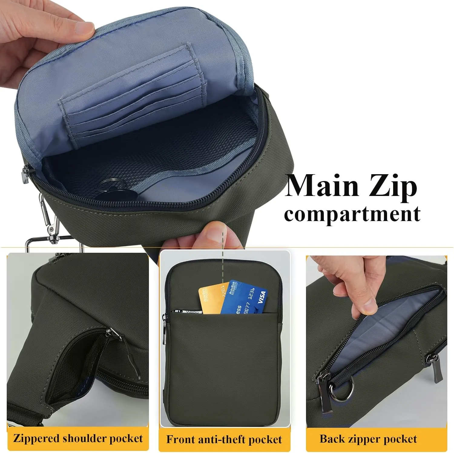 BROADREAM Upgrated Mini Sling Bag Small Crossbody Bags with RFID Blocking Waterproof Phone Chest Bag for Travel