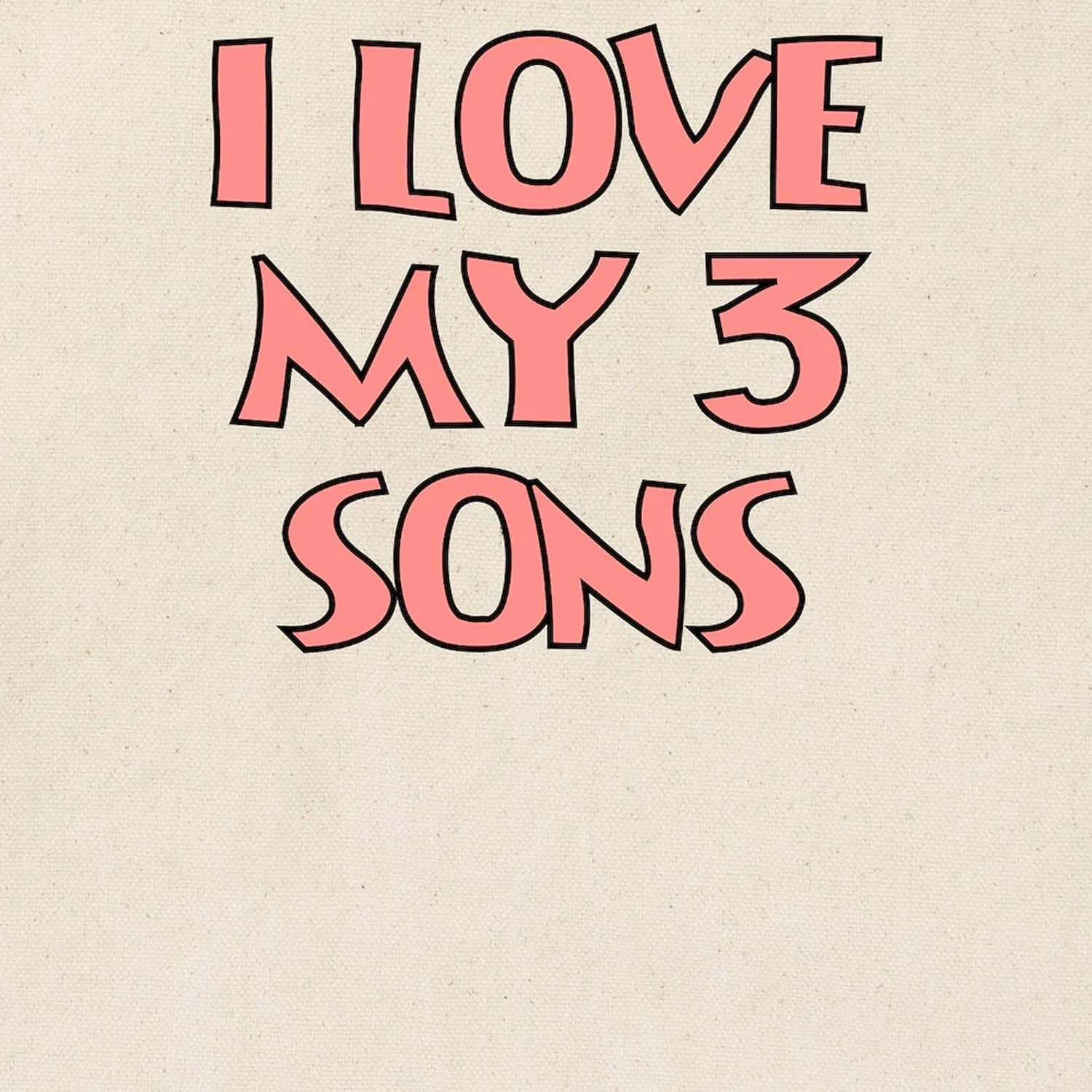 CafePress I LOVE MY 3 SONS IN PINK Tote Bag Natural Canvas Tote Bag, Reusable Shopping Bag
