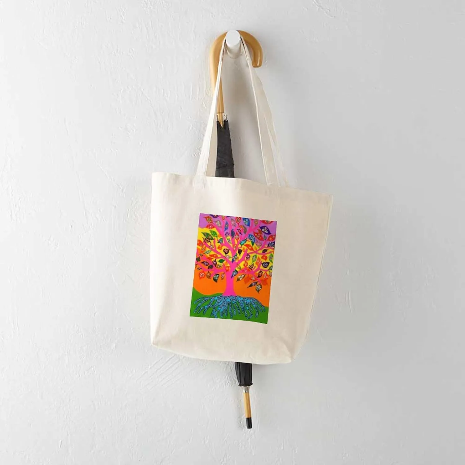 CafePress Jewish Tree Of Life Knowledge Jennifer Fayth T Natural Canvas Tote Bag, Reusable Shopping Bag