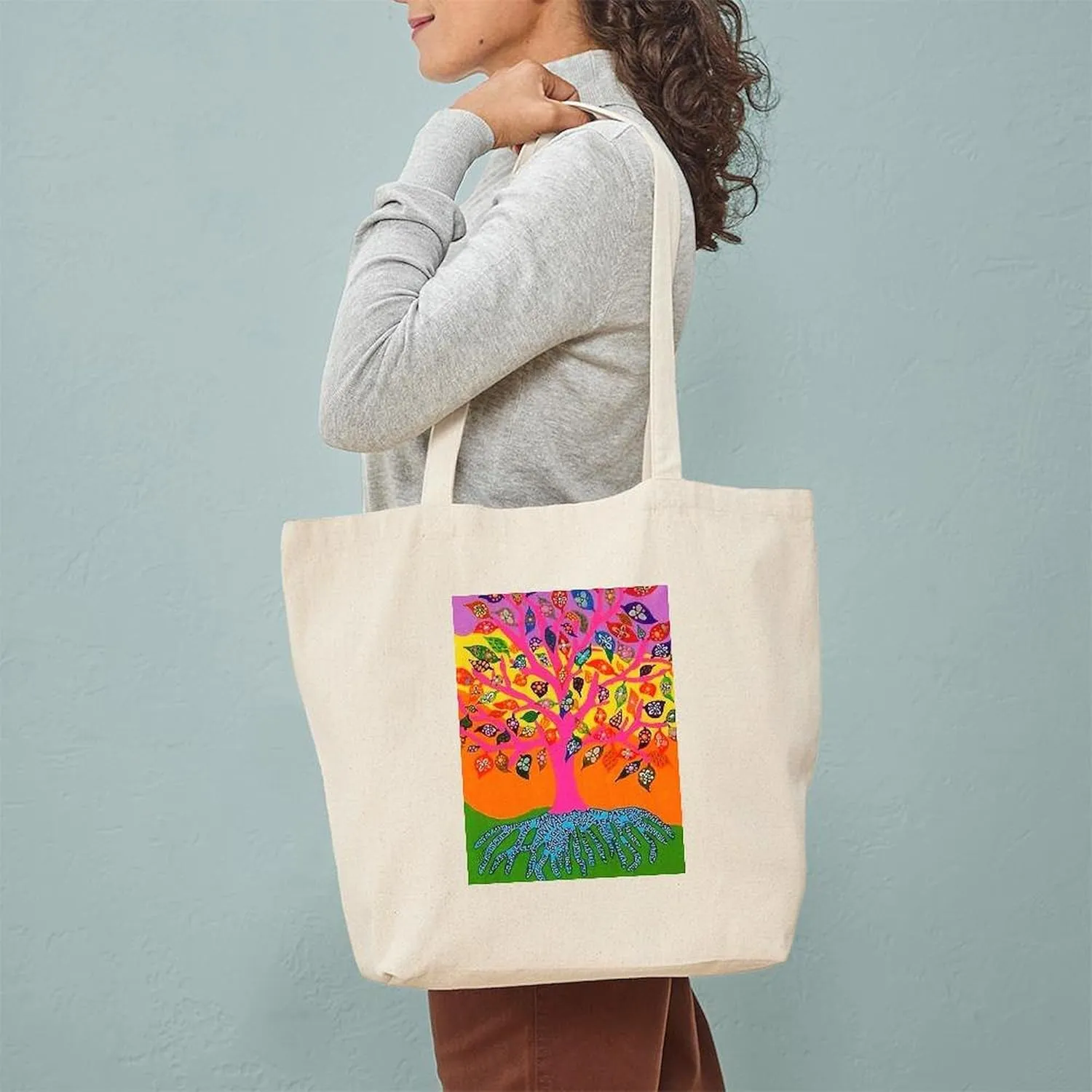 CafePress Jewish Tree Of Life Knowledge Jennifer Fayth T Natural Canvas Tote Bag, Reusable Shopping Bag