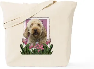 CafePress Mothers Day Goldendoodle Pink Tulips Tote Bag Natural Canvas Tote Bag, Reusable Shopping Bag