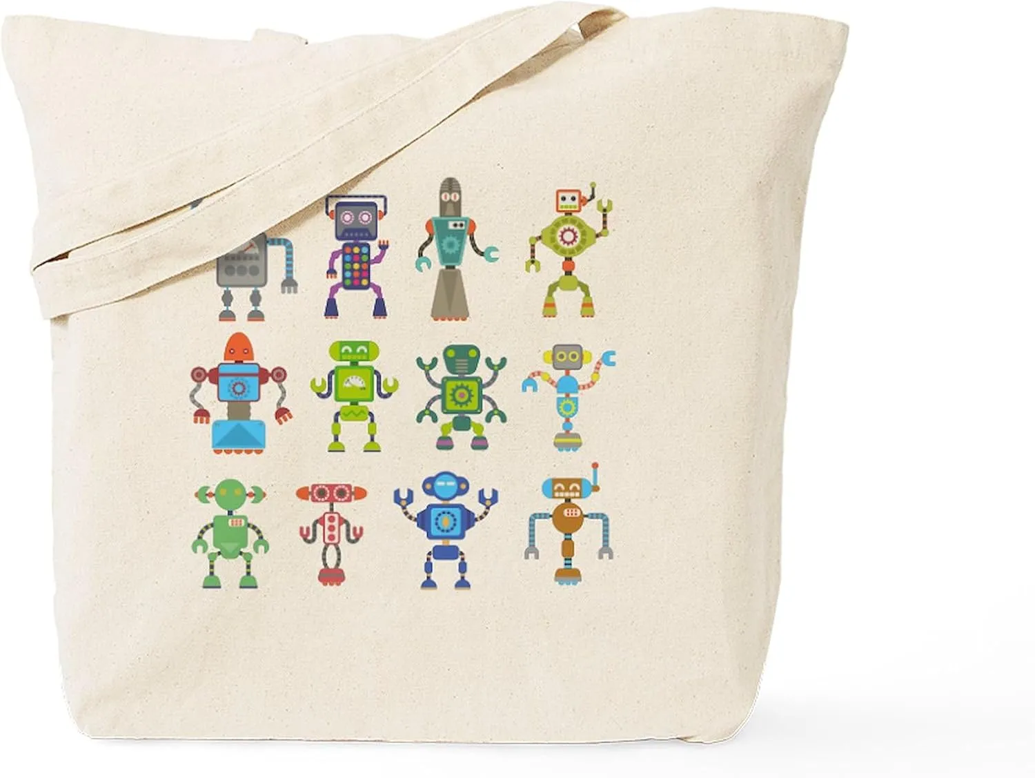 CafePress Robots By Phil Atherton Tote Bag Natural Canvas Tote Bag, Reusable Shopping Bag