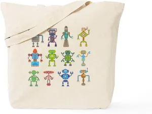 CafePress Robots By Phil Atherton Tote Bag Natural Canvas Tote Bag, Reusable Shopping Bag