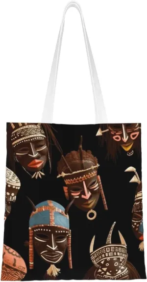 Canvas Tote Bag Aesthetic for Women African Ritual Ethnic Tribal Shopping Bags Large Tote Shoulder Bag Reusable Grocery Bags Hobo Bags Casual Handbags Cute Cloth Bags Birthday Gifts