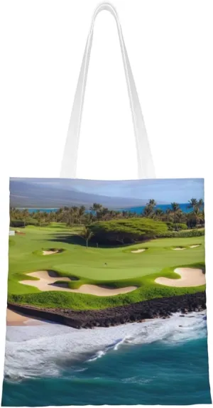 Canvas Tote Bag Aesthetic for Women Hawaii Beach Golf Course Shopping Bags Large Tote Shoulder Bag Reusable Grocery Bags Hobo Bags Casual Handbags Cute Cloth Bags Birthday Gifts