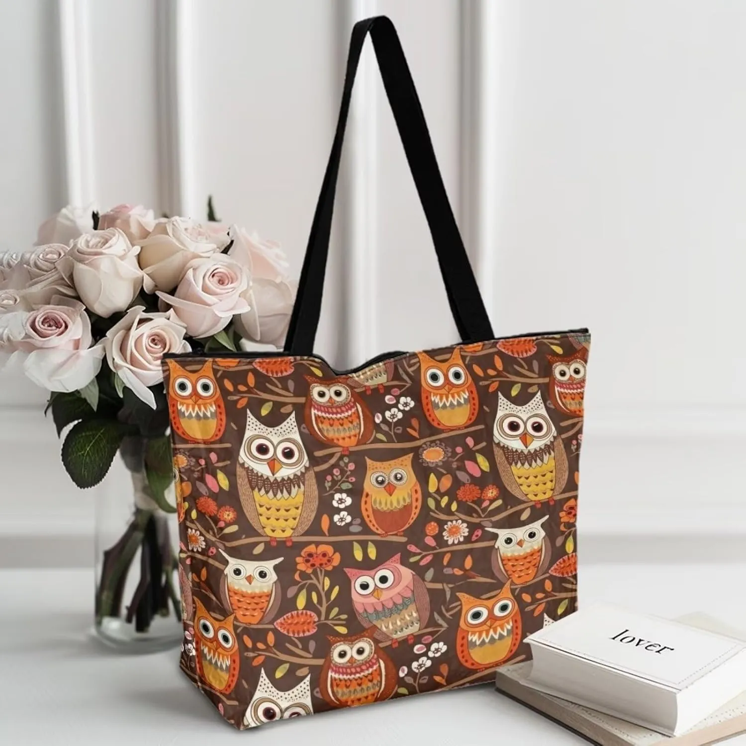 Cartoon Animal Puppy Cat Paper Tote Bags, Halloween Skull Gothic Spider Web Handbag, Aesthetic Art Commute Bag