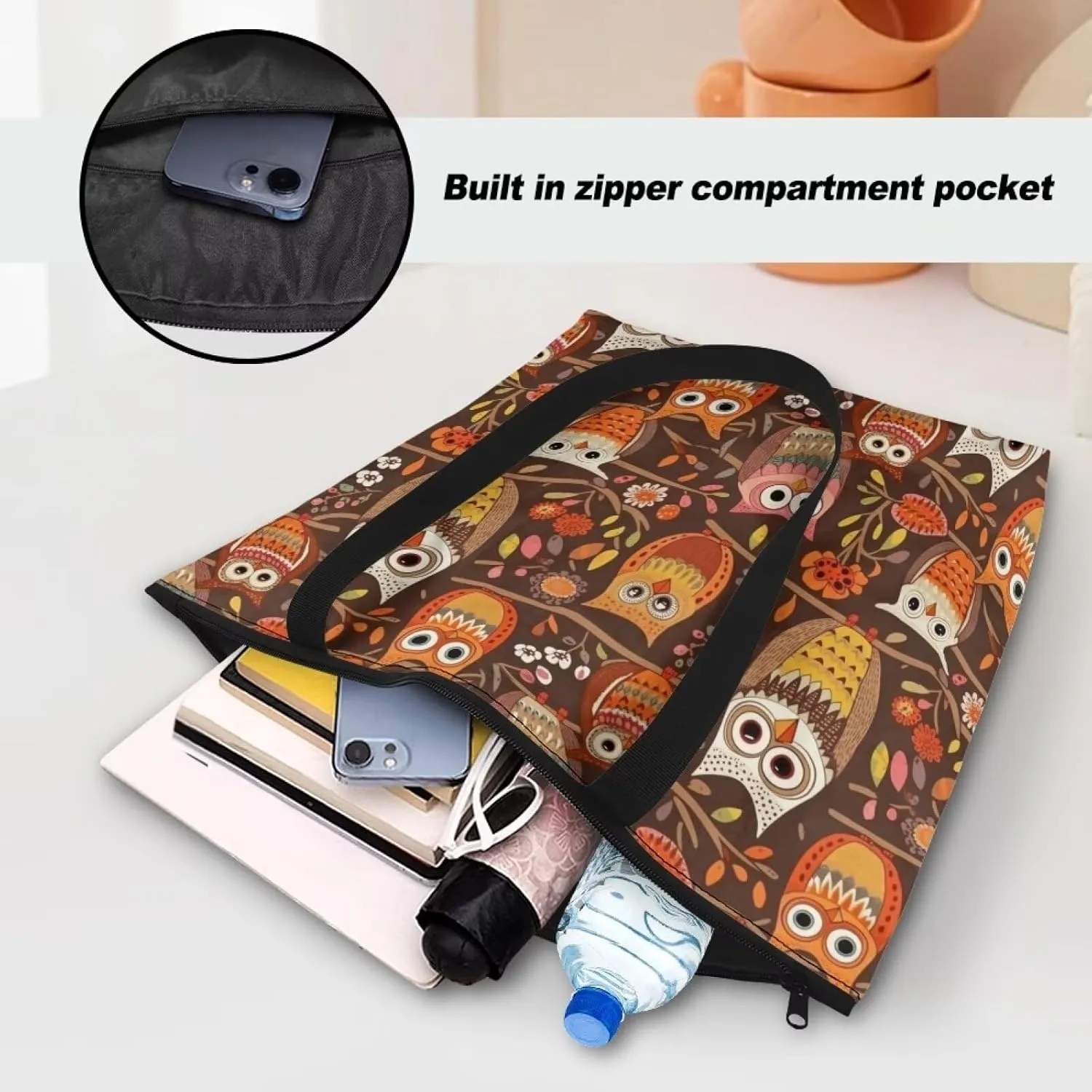 Cartoon Animal Puppy Cat Paper Tote Bags, Halloween Skull Gothic Spider Web Handbag, Aesthetic Art Commute Bag