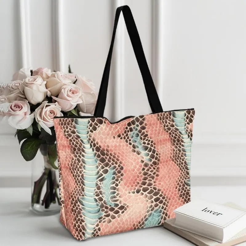 Cartoon Husky Dog Sheep Women Tote Paper Bag, Countryside Flower Hand Bag, Geometric Art Commute Bag for Work
