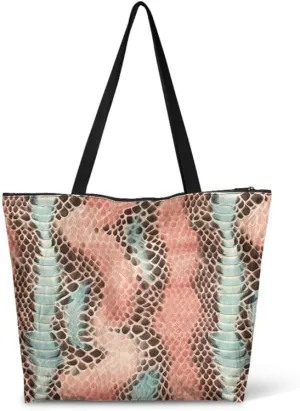 Cartoon Husky Dog Sheep Women Tote Paper Bag, Countryside Flower Hand Bag, Geometric Art Commute Bag for Work