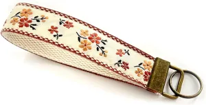 CELOKIY Embroidered Fabric Wristlet Keychain, Wrist Key Chain Women with Metal Hardware