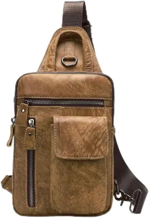 Chest Bag Vintage Single Shoulder Crossbody Bag Men's Large Capacity Crossbody Bag