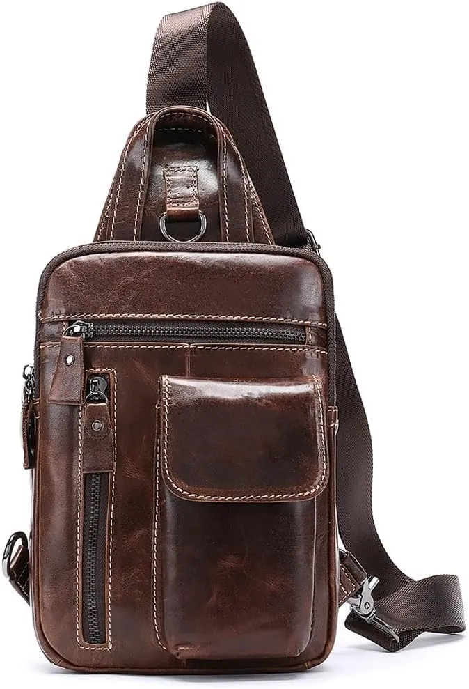 Chest Bag Vintage Single Shoulder Crossbody Bag Men's Large Capacity Crossbody Bag