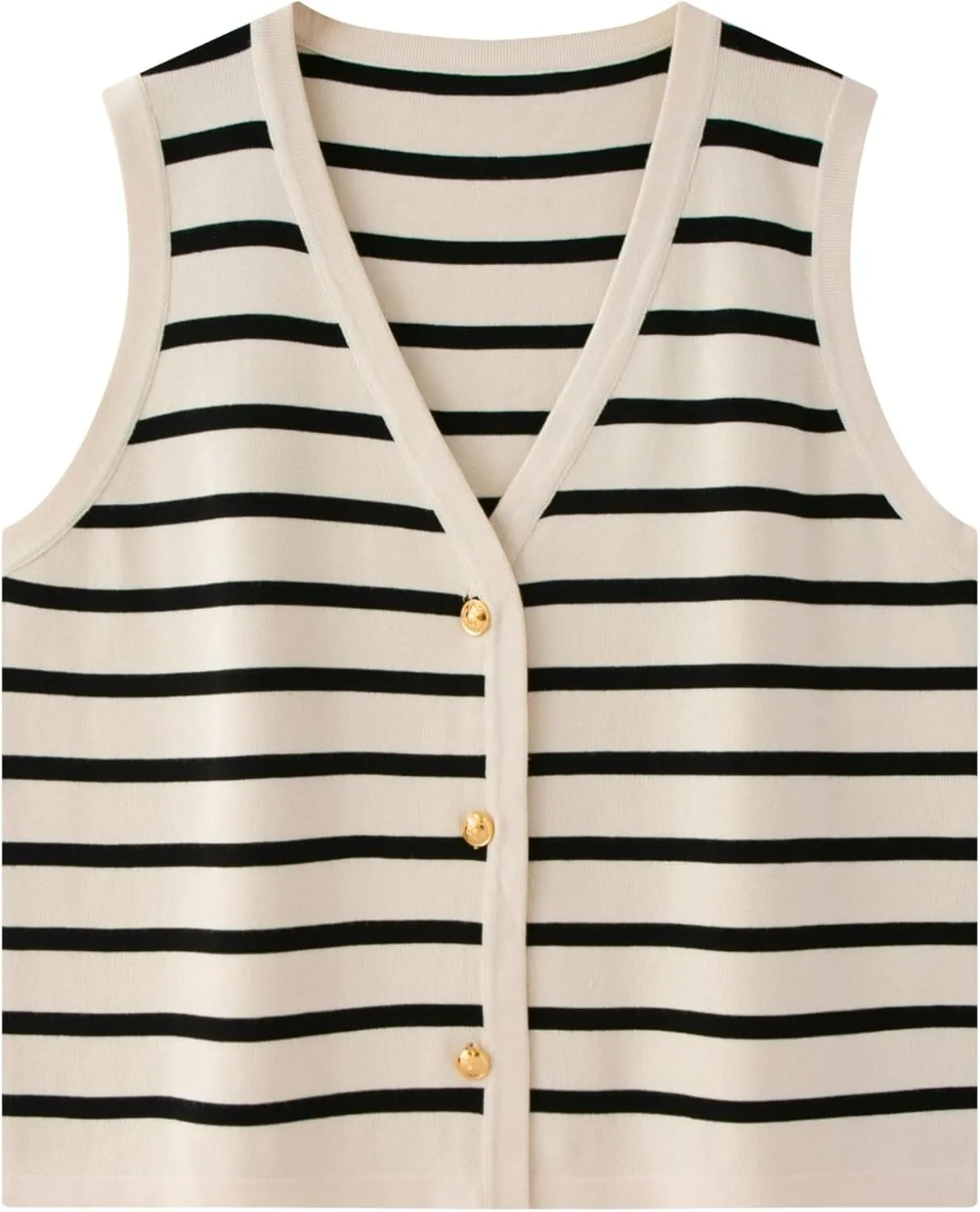Chevara Women's Sleeveless Striped Sweater Vest Casual V Neck Vest Tops Summer Outfits