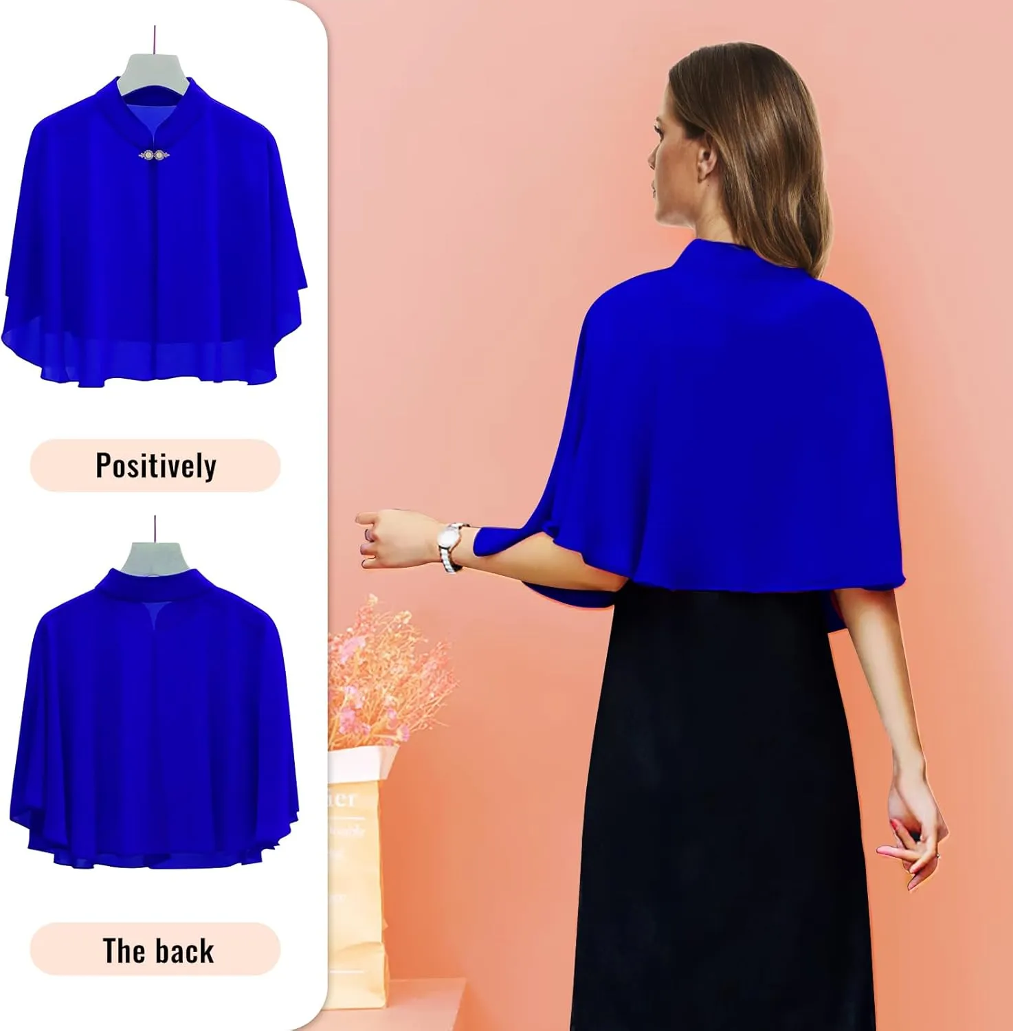 Chiffon Shawls and Wraps for Evening Dress Chiffon Shrug Wedding Cape Cover Up Soft Capelets Capes