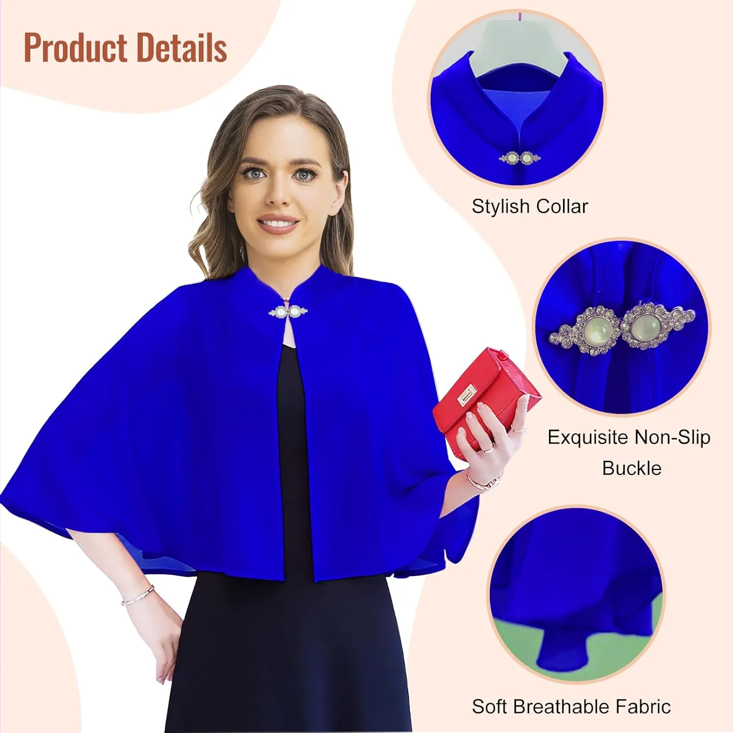 Chiffon Shawls and Wraps for Evening Dress Chiffon Shrug Wedding Cape Cover Up Soft Capelets Capes