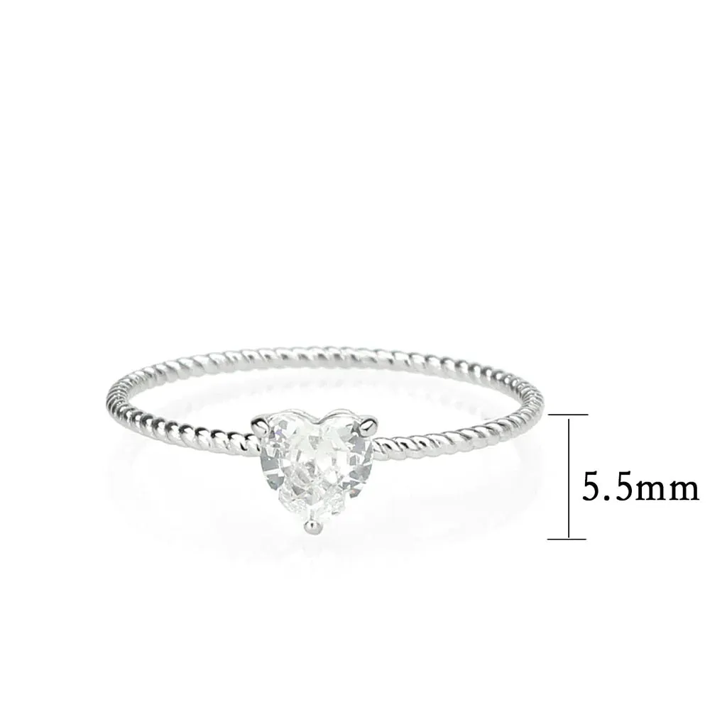 CJ3859 Wholesale Women's Stainless Steel AAA Grade CZ Clear Heart Ring