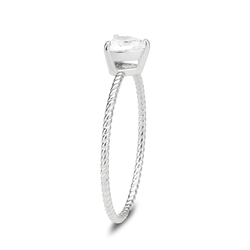 CJ3859 Wholesale Women's Stainless Steel AAA Grade CZ Clear Heart Ring