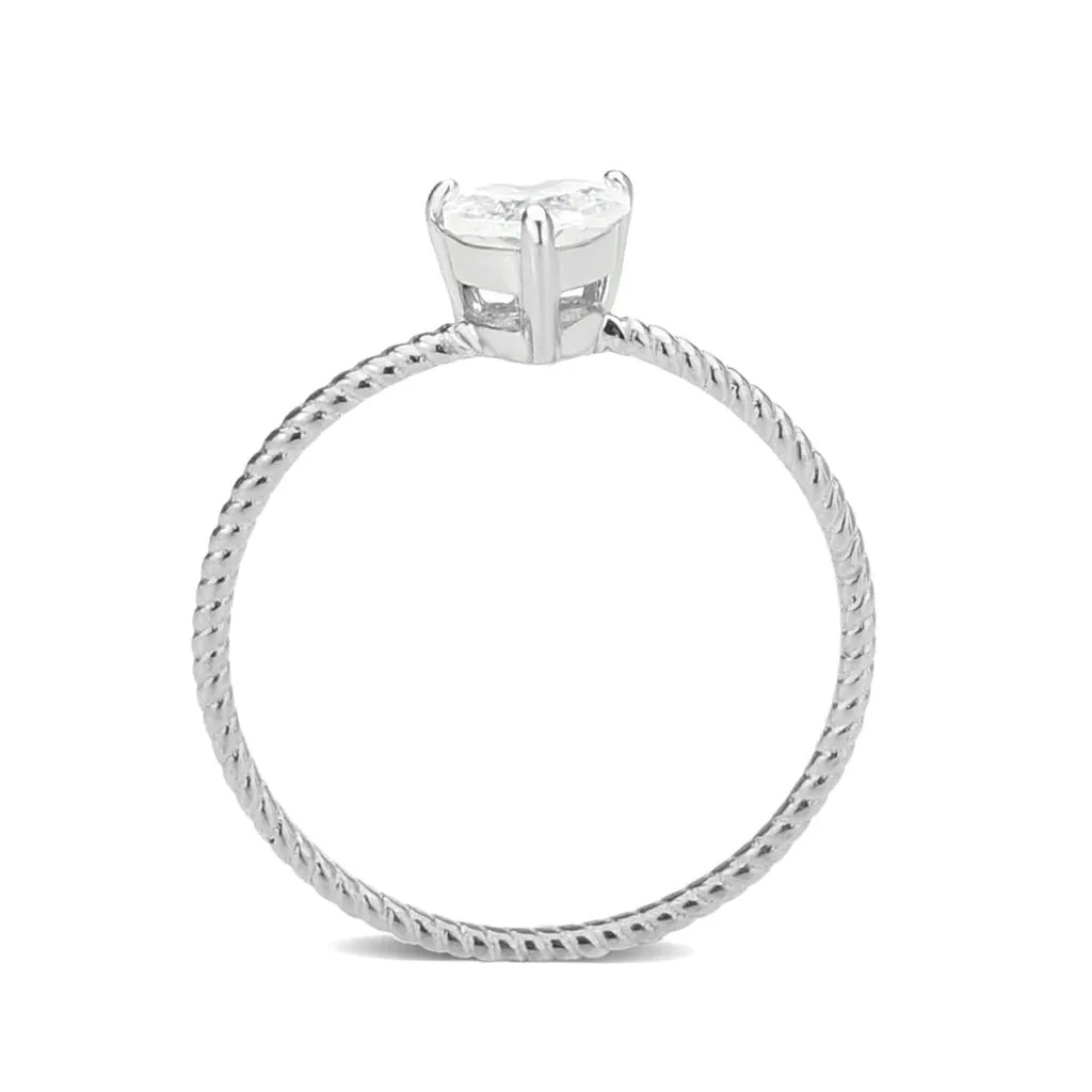 CJ3859 Wholesale Women's Stainless Steel AAA Grade CZ Clear Heart Ring