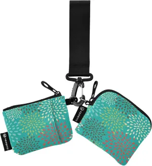 Colored Abstract Flowers Women's Coin Wallet Card Holder Minimalist Coin Purse Wallet Bag with Wristle Strap for Ladies Girls 2 Pcs