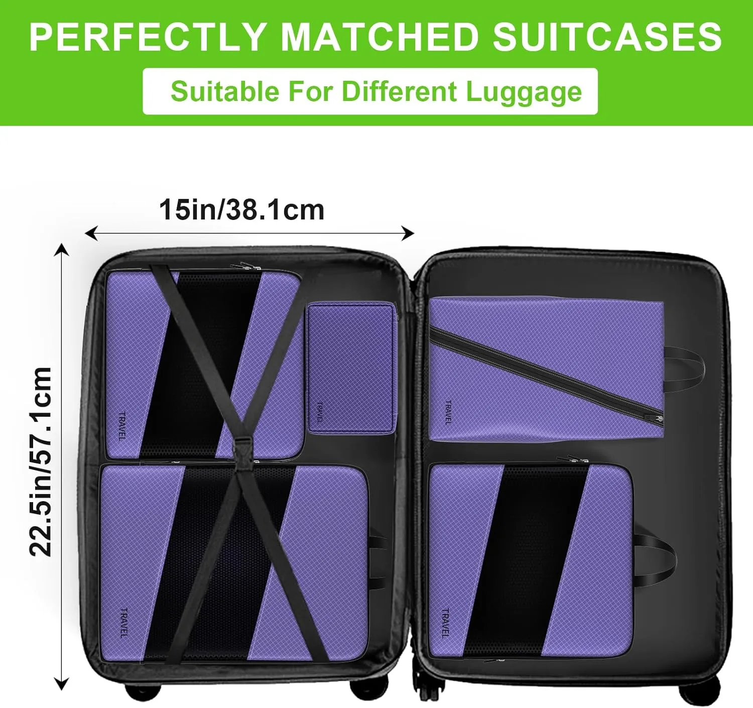 Compression Packing Cubes for Suitcases, UNTIFUL 6 Set Travel Organizer Cubes for Travel Essentials (Purple)