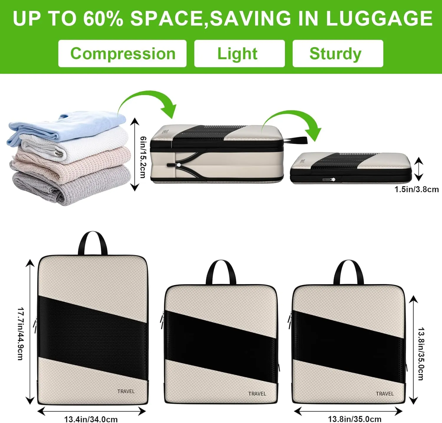 Compression Packing Cubes for Suitcases, UNTIFUL 6 Set Travel Organizer Cubes for Travel Essentials