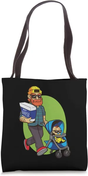 Cool dad with red beard and sunglasses walking with his son Tote Bag