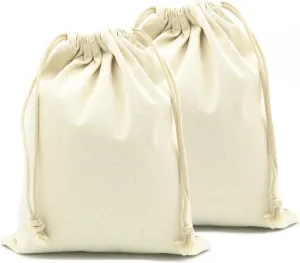 Cotton Canvas Muslin Drawstring Bag, Mesh Cloth Bags, Reusable Produce Bags, Gift Bag, Storage Bag, Pack-2, 24x32cm