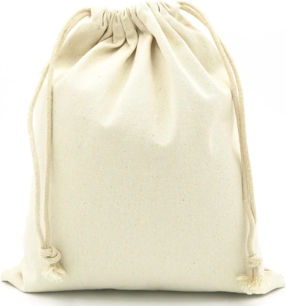 Cotton Canvas Muslin Drawstring Bag, Mesh Cloth Bags, Reusable Produce Bags, Gift Bag, Storage Bag, Pack-2, 24x32cm