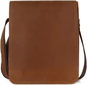 Crazy Horse Leather Crossbody Bag Capacity Clamshell Vintage Shoulder Bag