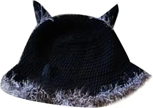 Crochet Bucket Hat/Bag for Womens Knit Handmade Foldable Floppy Beach Hat Fashion Fisherman Cap, 4, one size fits most