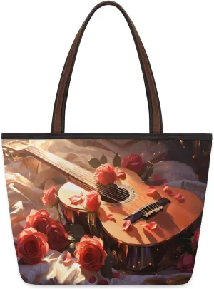 Cute American Football Striped Tote Bag with Zipper 15 Inch Canvas Tote Bag for Women Shoulder Handbag