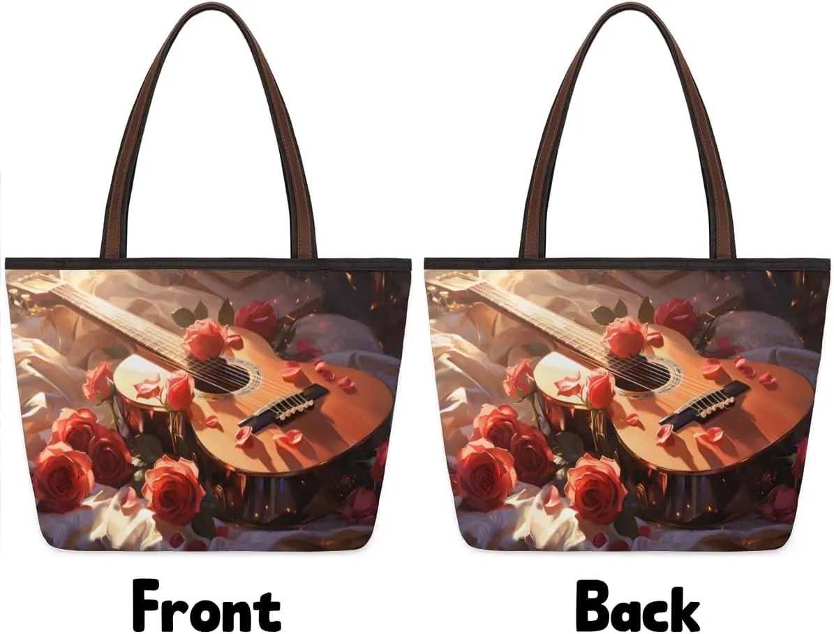 Cute American Football Striped Tote Bag with Zipper 15 Inch Canvas Tote Bag for Women Shoulder Handbag