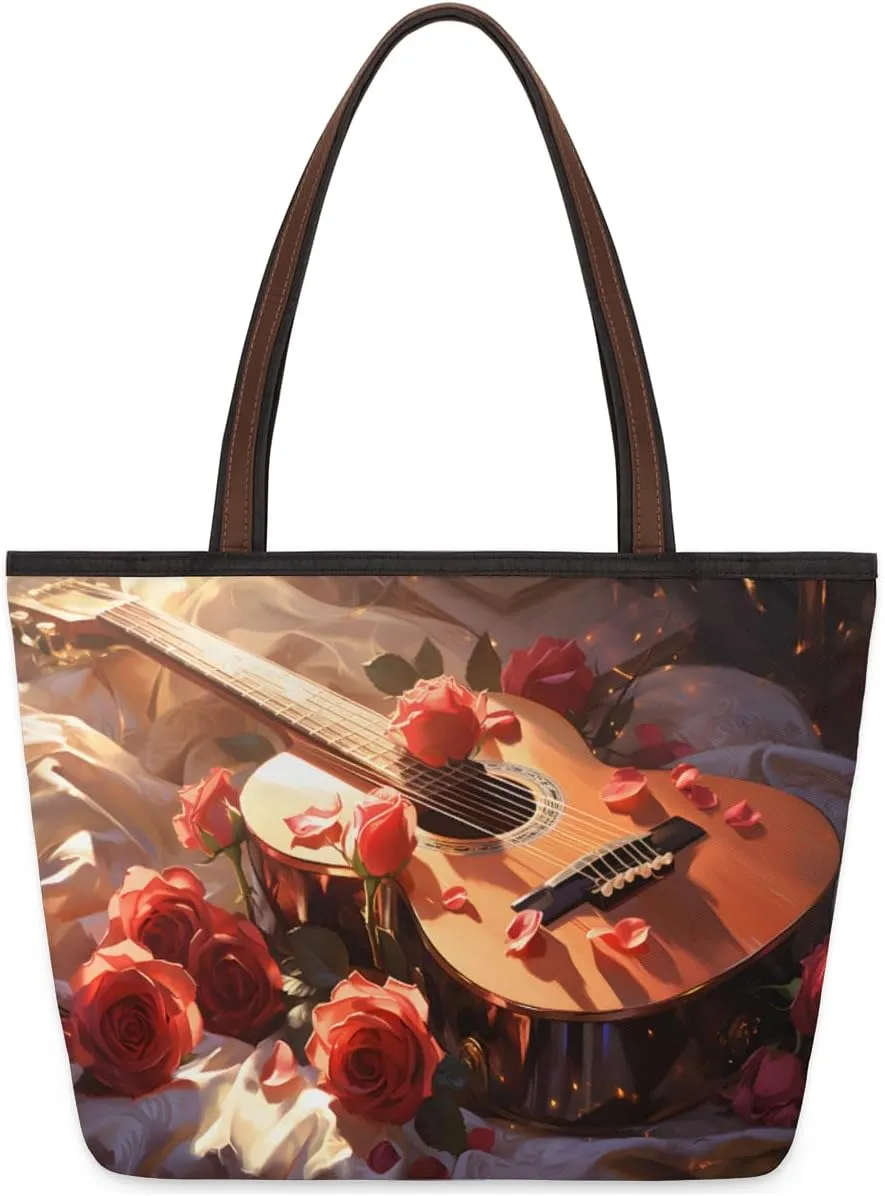 Cute American Football Striped Tote Bag with Zipper 15 Inch Canvas Tote Bag for Women Shoulder Handbag