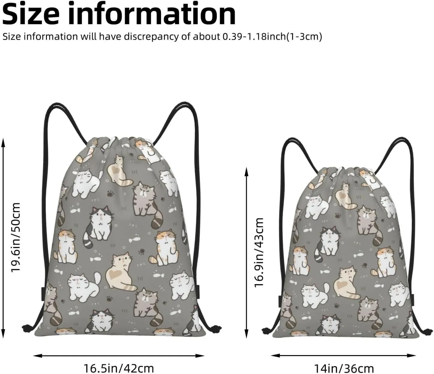 Cute Cats Bags for Women Men Cat Drawstring Backpack Adjustable Bags for Gym,Swimming Beach, Shopping Yoga,Climbing