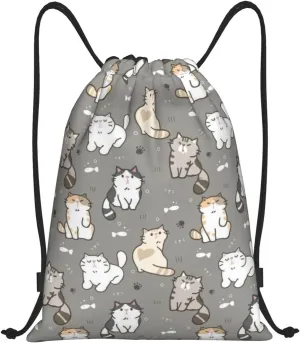 Cute Cats Bags for Women Men Cat Drawstring Backpack Adjustable Bags for Gym,Swimming Beach, Shopping Yoga,Climbing