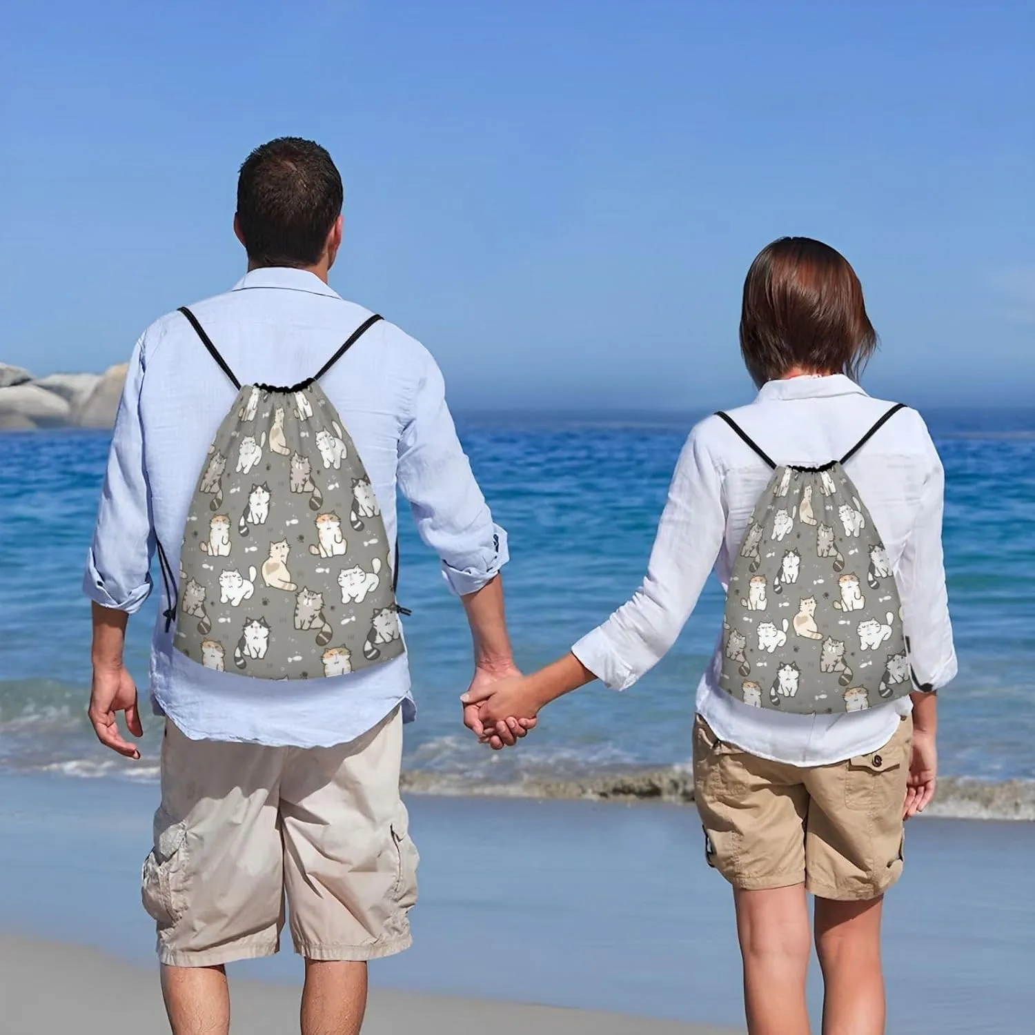 Cute Cats Bags for Women Men Cat Drawstring Backpack Adjustable Bags for Gym,Swimming Beach, Shopping Yoga,Climbing