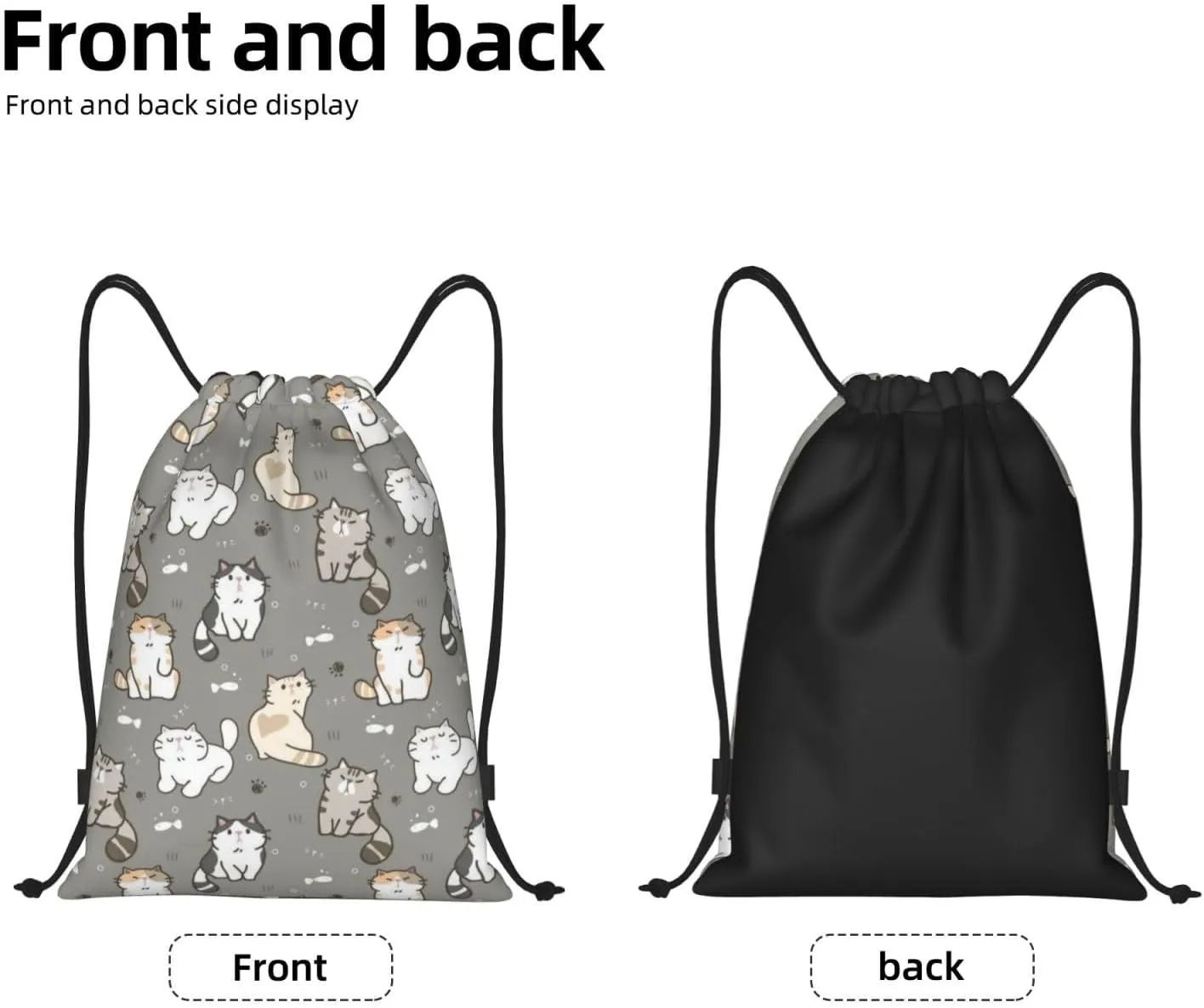 Cute Cats Bags for Women Men Cat Drawstring Backpack Adjustable Bags for Gym,Swimming Beach, Shopping Yoga,Climbing