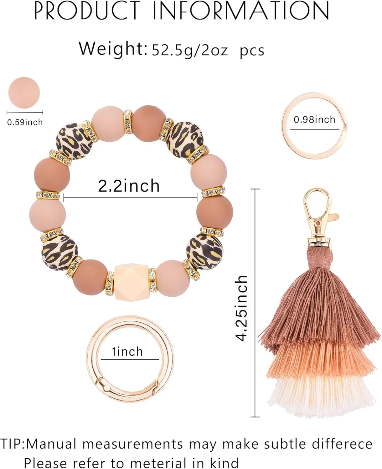 Cute Keychain Wristlet,Silicone Beaded Key Ring Bracelet Keychain Car Holder Key Chains for Women