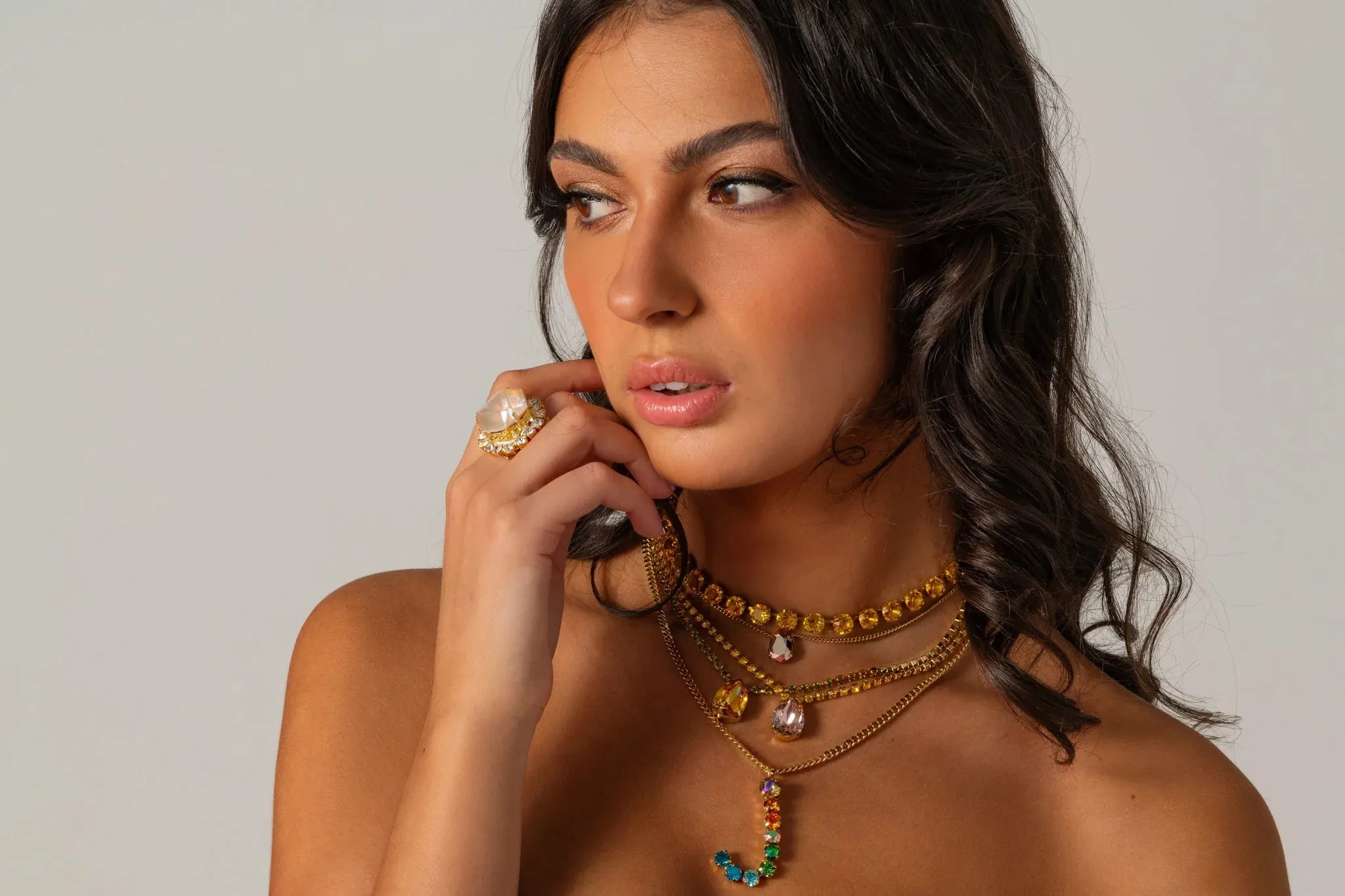 Darianna Ring in Gold and Beige AB - TOVA R9001BP