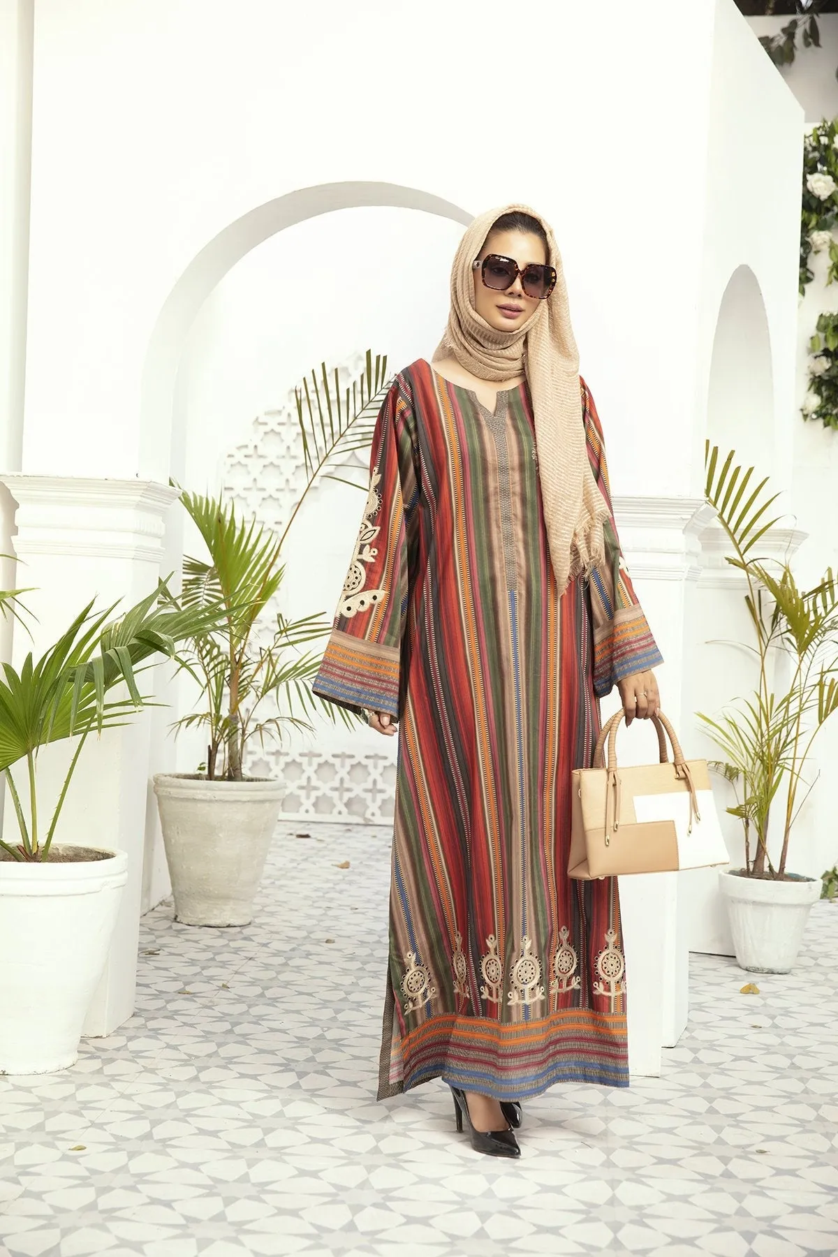 DE20-16 Printed Stitched Fustaan  1PC