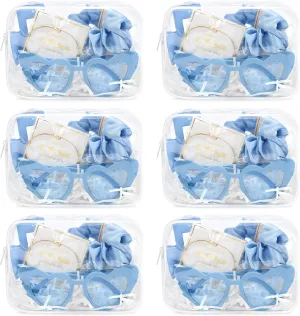 DEEKA 30 Pcs Bridesmaid Proposal Bag Set Gift Clear Makeup Toiletry Bag Bachelorette Party Favors Sunglasses Hair Claw Clips Scrunchies Knot Bracelets Bridal Wedding Party Gifts (Blue)