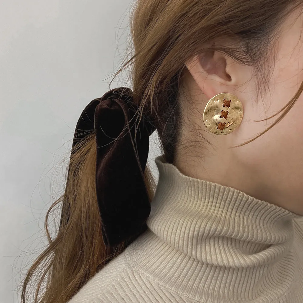 Dimpled Large Disk Earrings