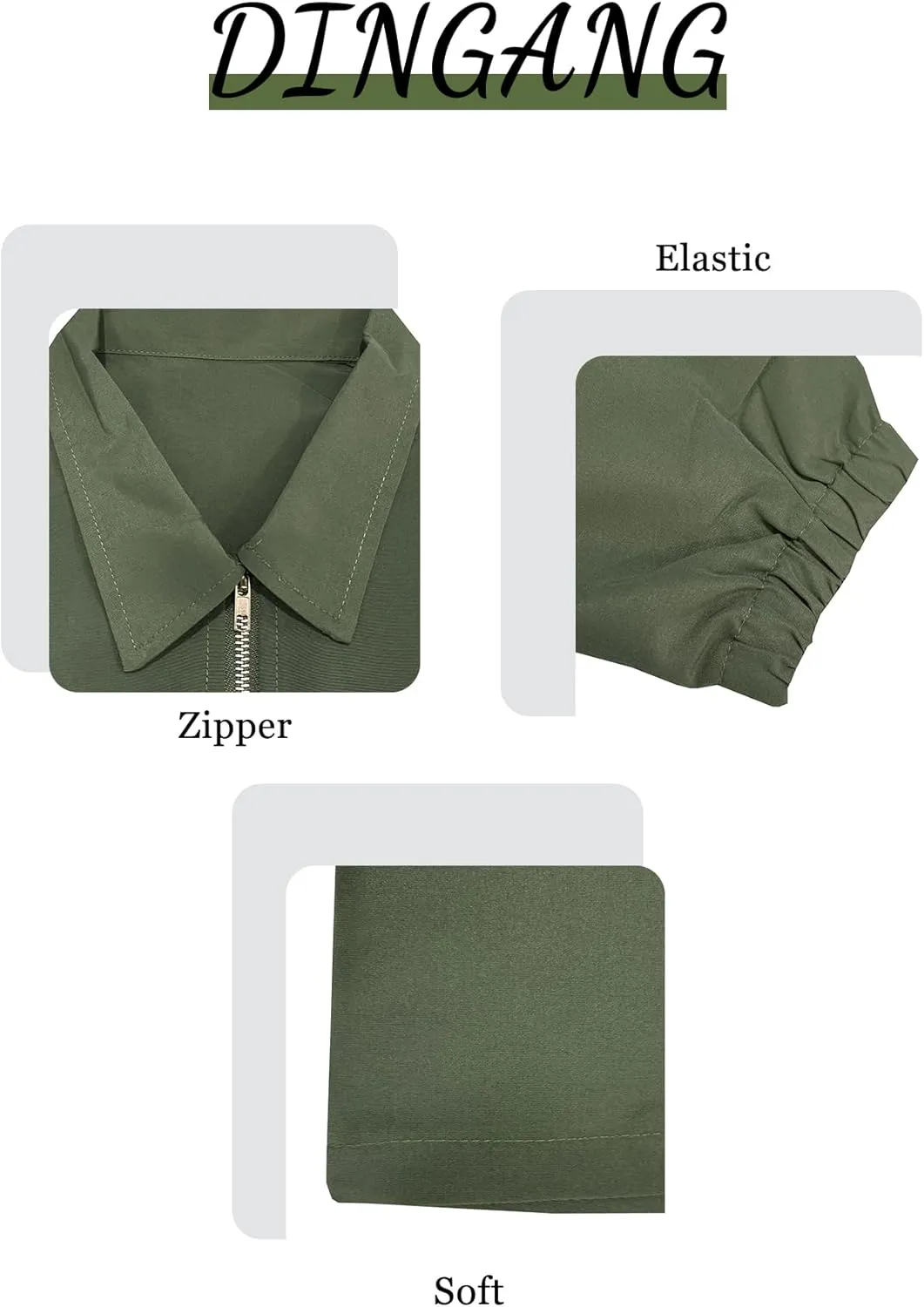 DINGANG Women's Long Sleeve V Neck Fall Casual Mini Dresses A Line Zipper Drawstring Tie Windbreaker Dress