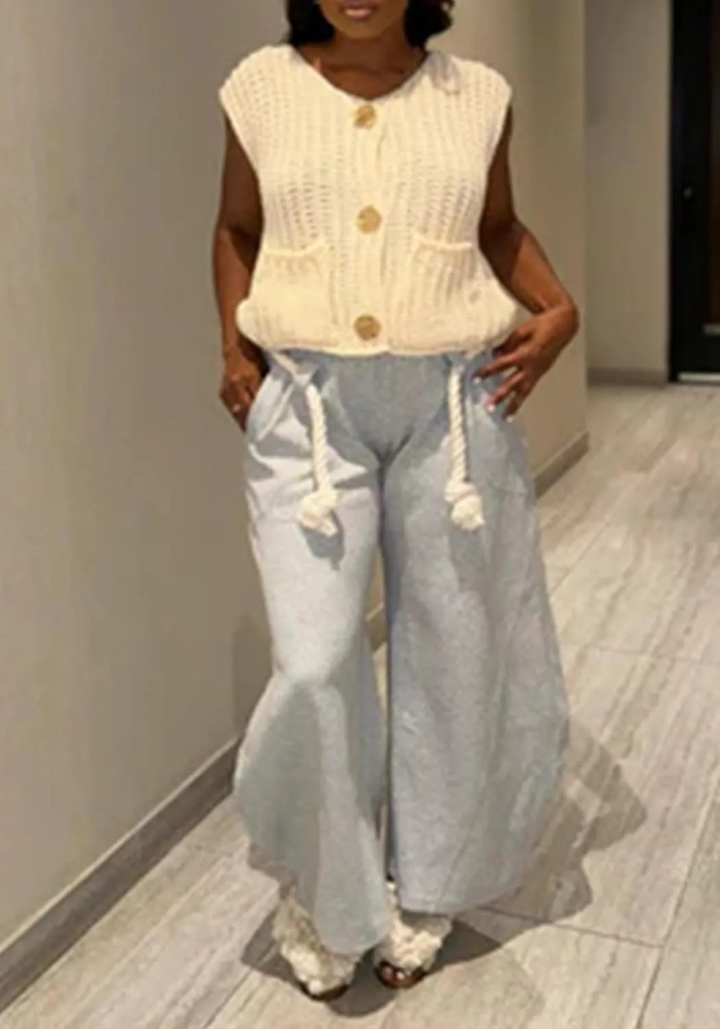 DINGANG Womens Wide Leg Barrel Sweatpant Baggy Elastic Waisted Harem Joggers Pants with Belt